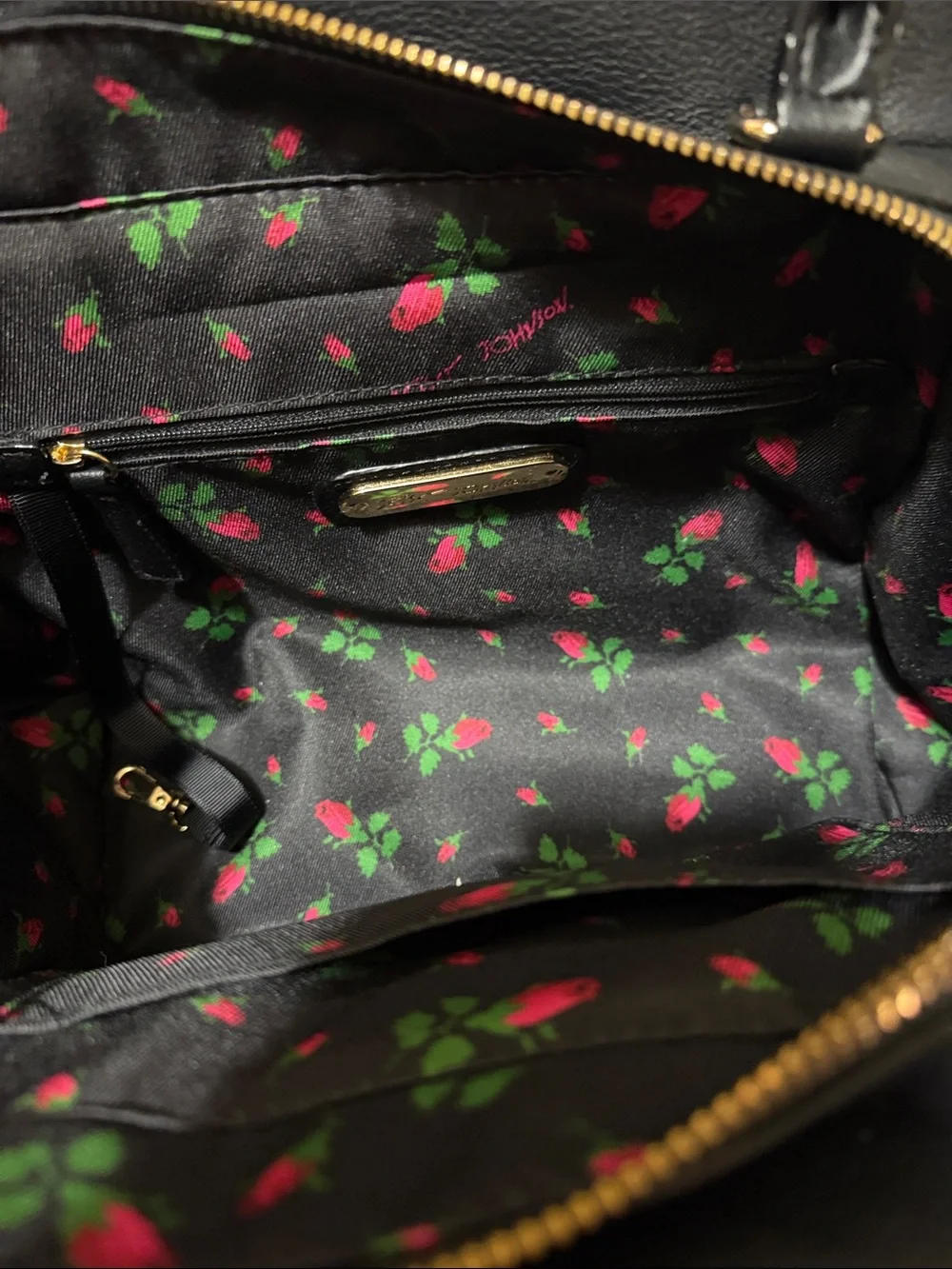 Betsey Johnson Black and Hot Pink Bow Satchel